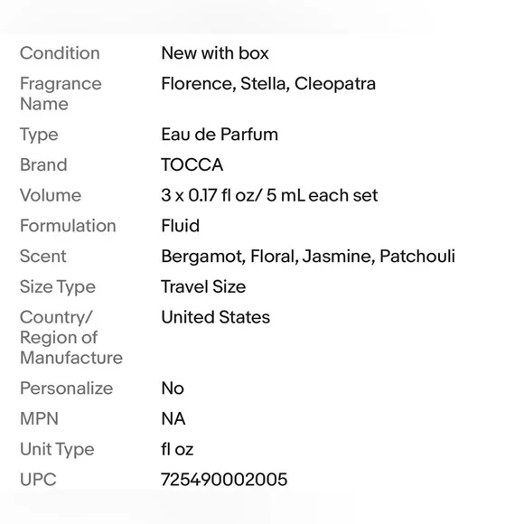 Tocca Women's Eau De Parfum Trio Set ~ Florence, Stella, Cleopatra New in box - Picture 11 of 11